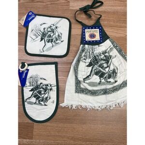 Vintage 3 pc‎ Winter Potholder Dish Towel Set by Stevens NEW